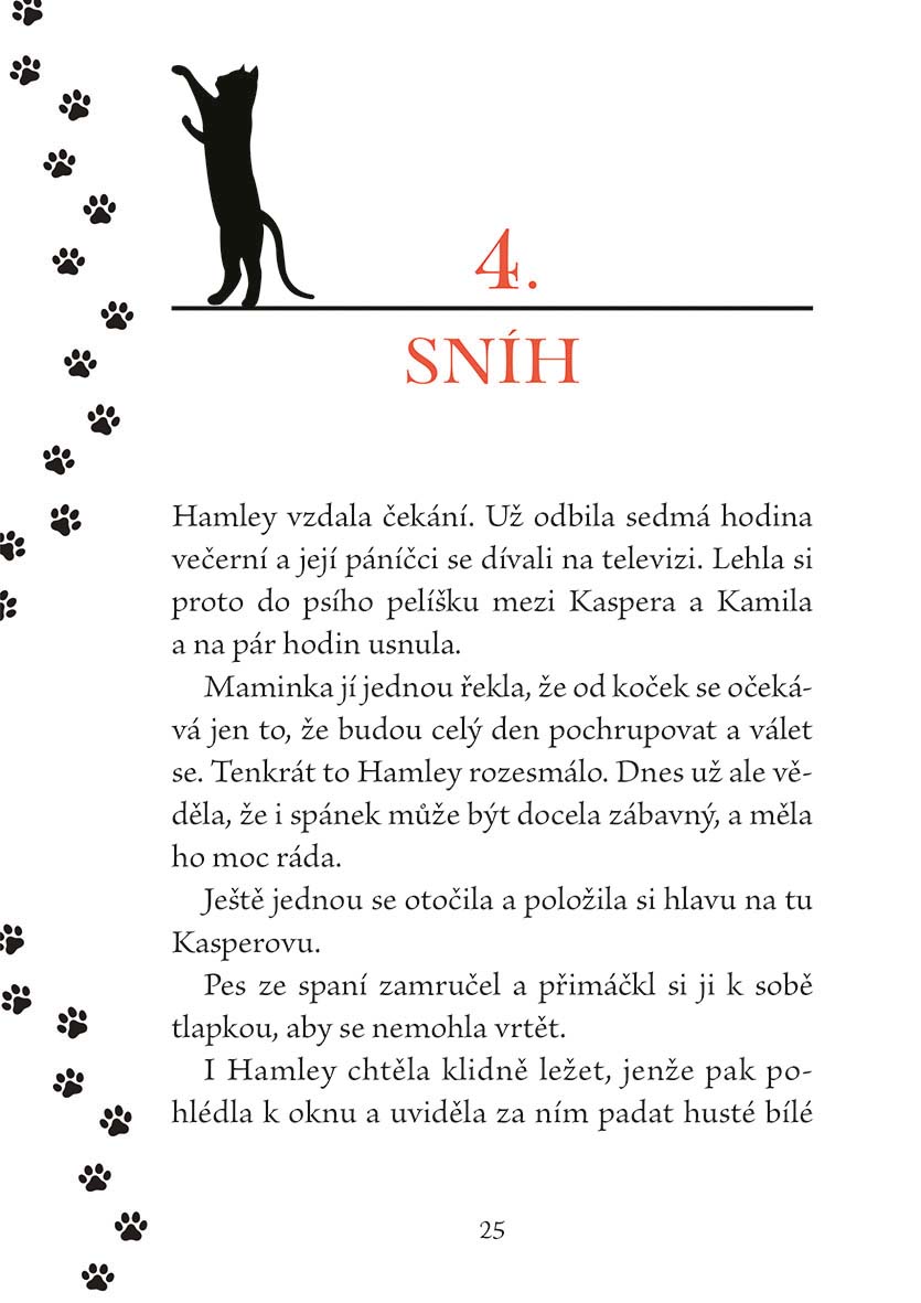 Kočička Hamley a první sníh
