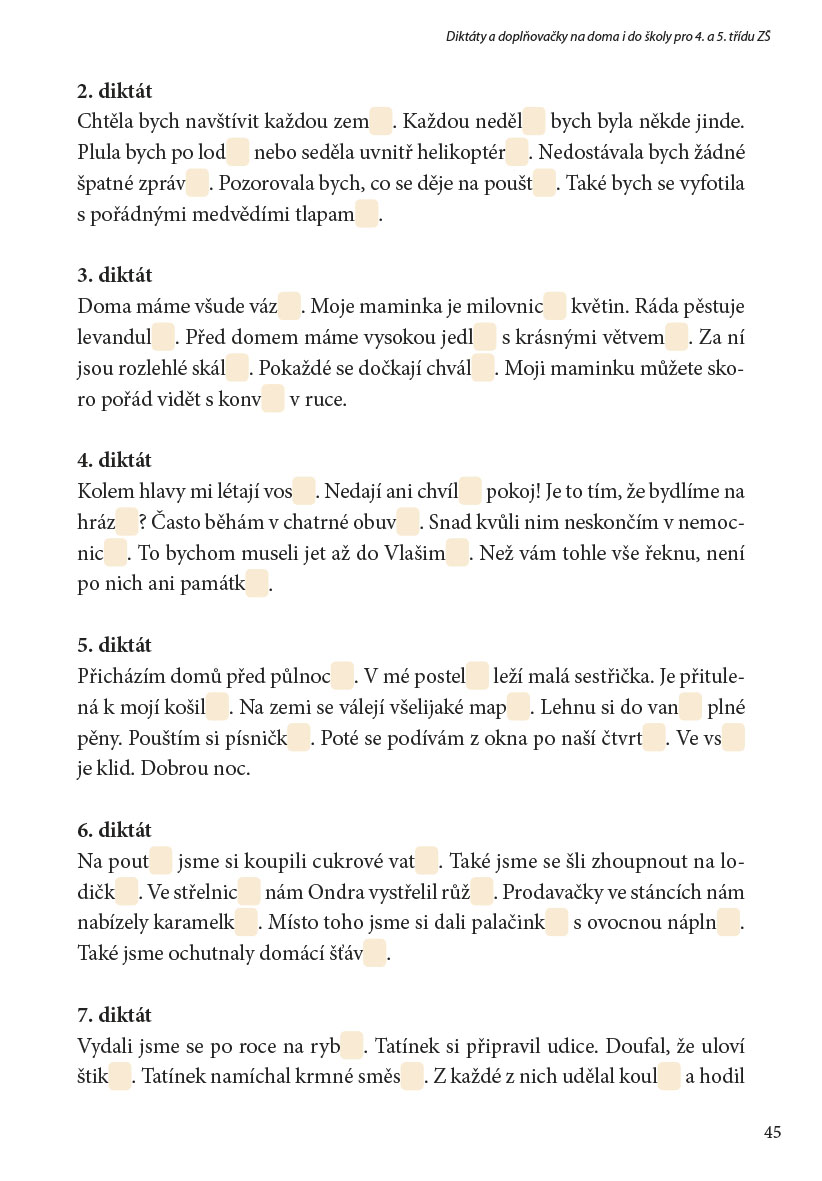 Diktáty a doplňovačky na doma i do školy pro 4. a 5. třídu ZŠ