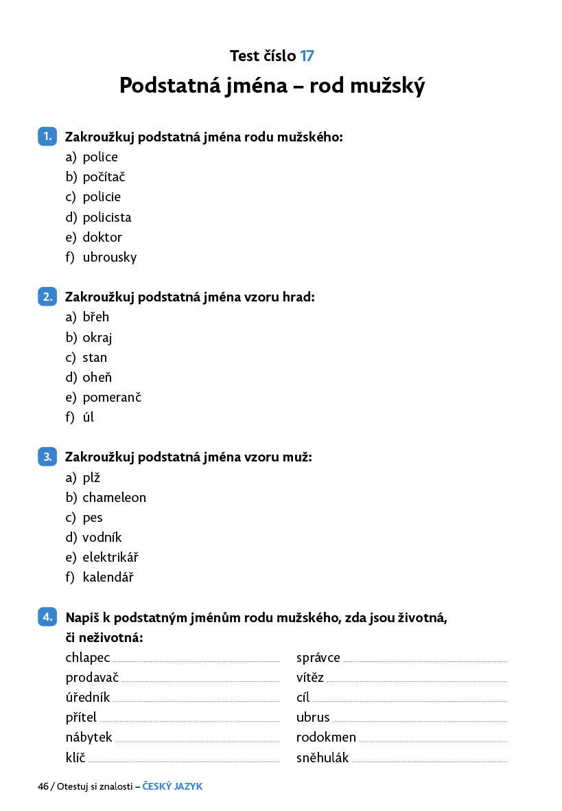 Otestuj si znalosti – Český jazyk pro 4. třídu 
