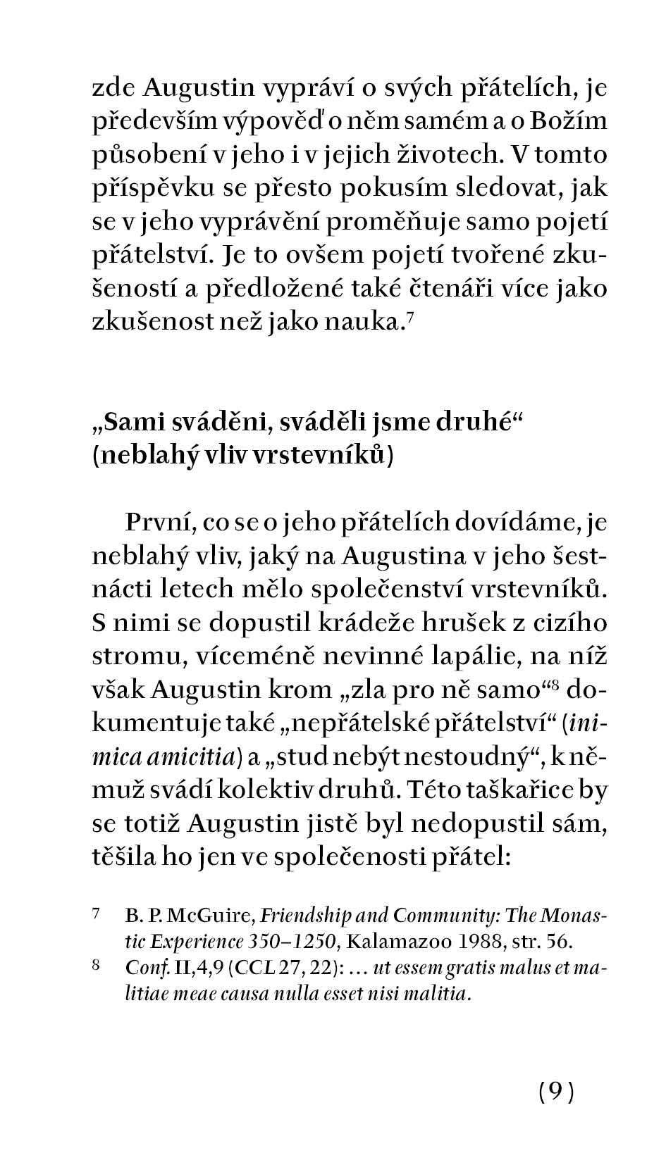 Přátelství v Augustinových Vyznáních