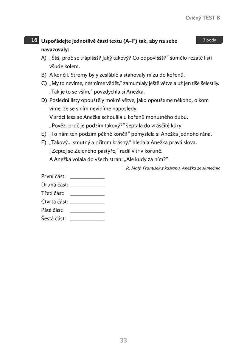 Příprava na státní přijímací zkoušky na osmiletá gymnázia - Český jazyk