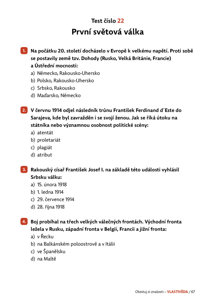 Otestuj si znalosti – Vlastivěda pro 5. třídu 