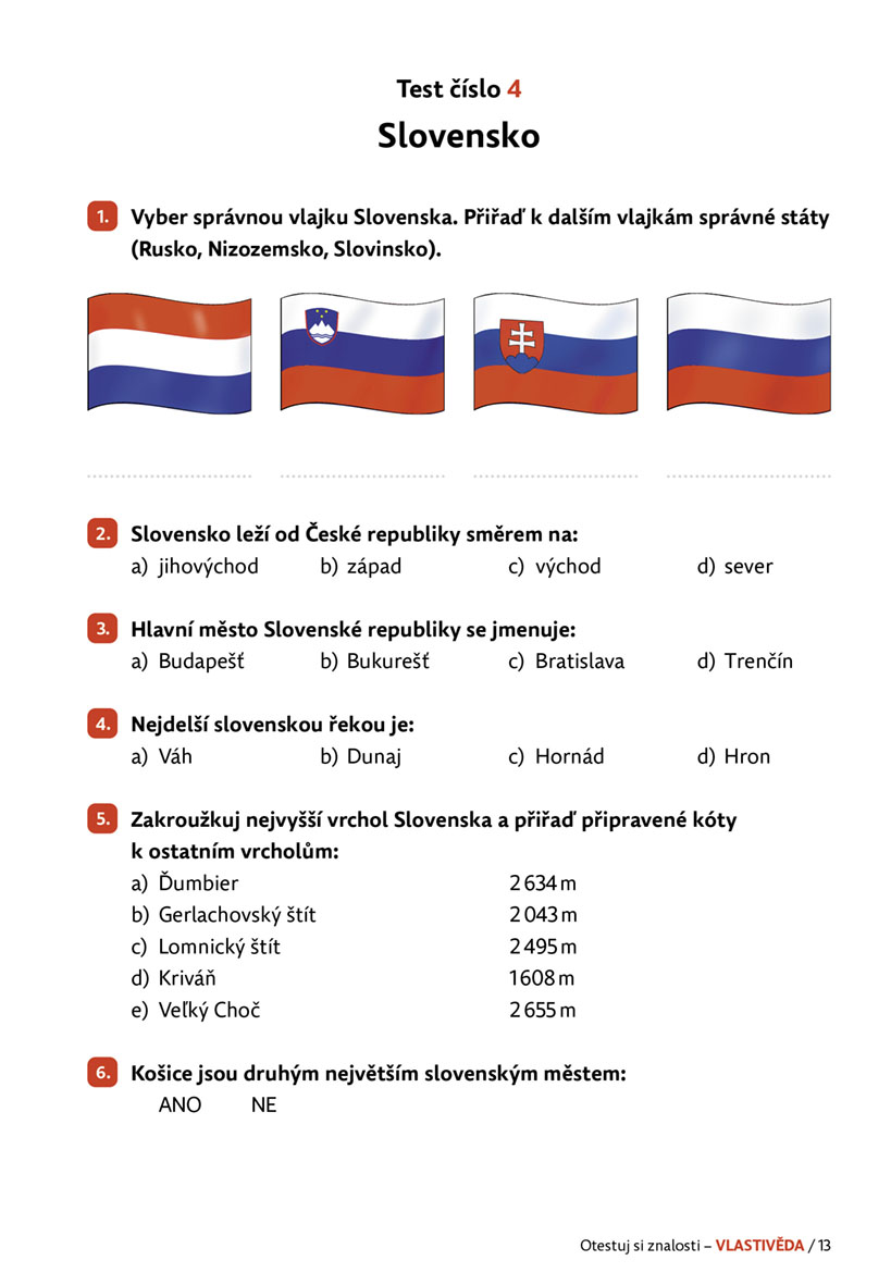 Otestuj si znalosti – Vlastivěda pro 5. třídu 