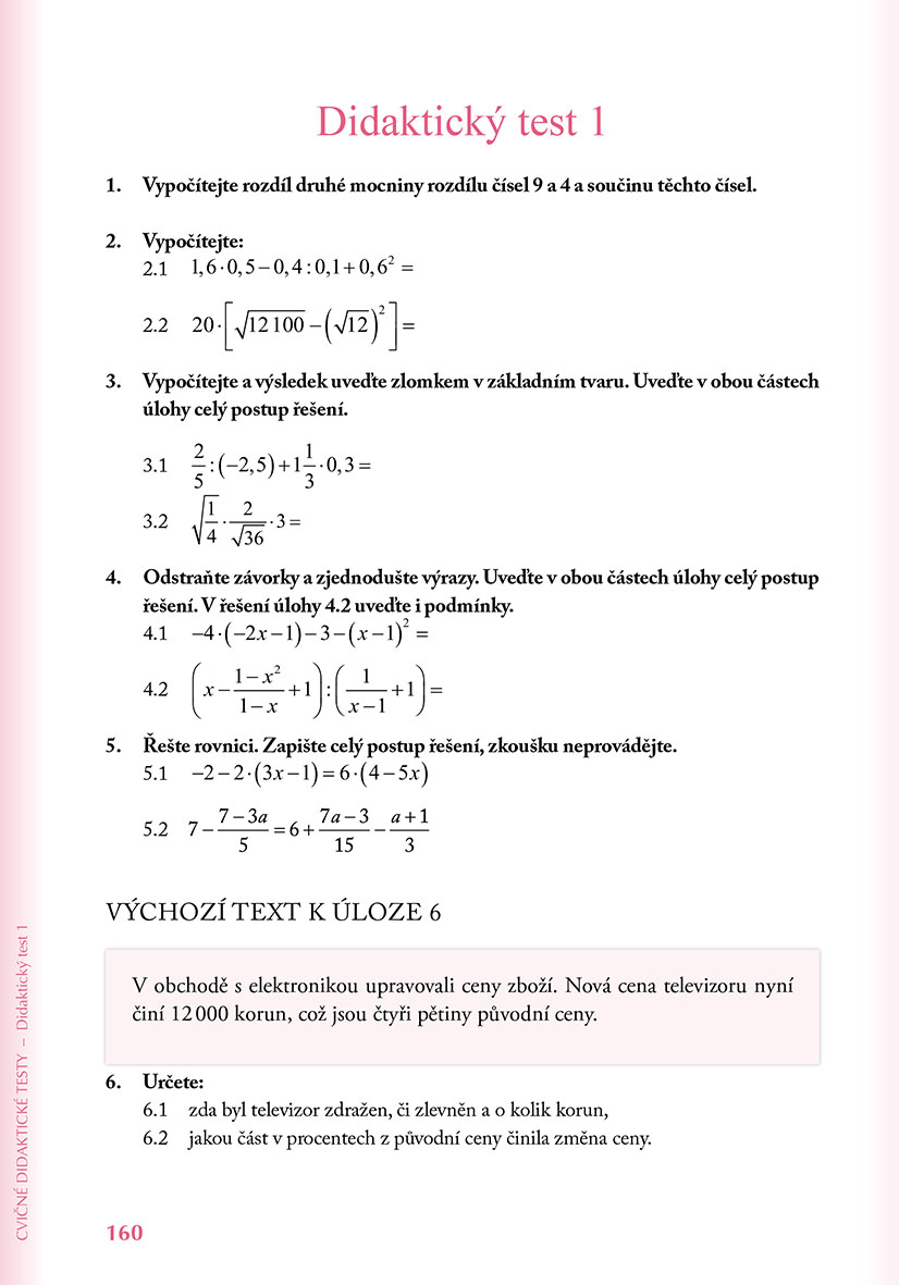 Přijímací zkoušky na střední školy – matematika