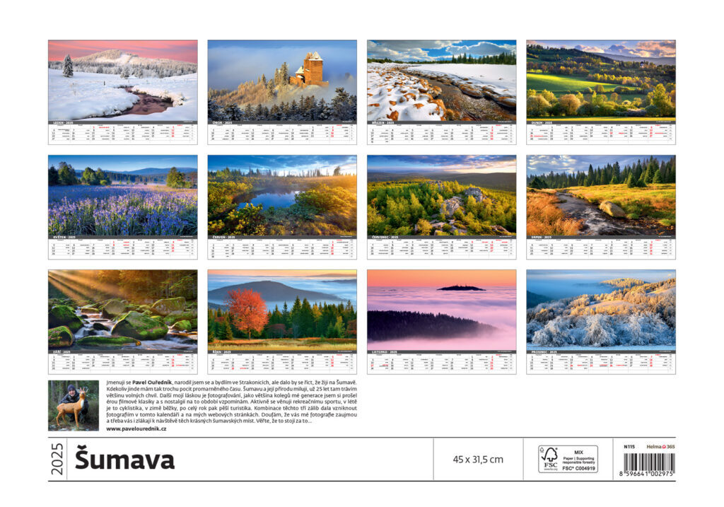 Šumava 2025 - nástěnný kalendář