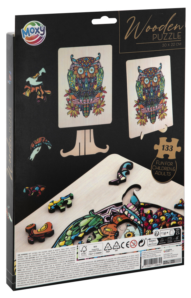 Dřevěné puzzle Sova 132 dílků