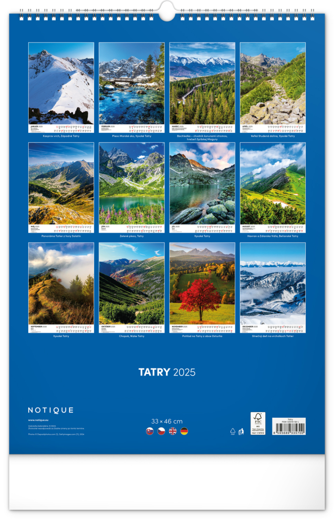 Tatry 2025 - nástenný kalendár