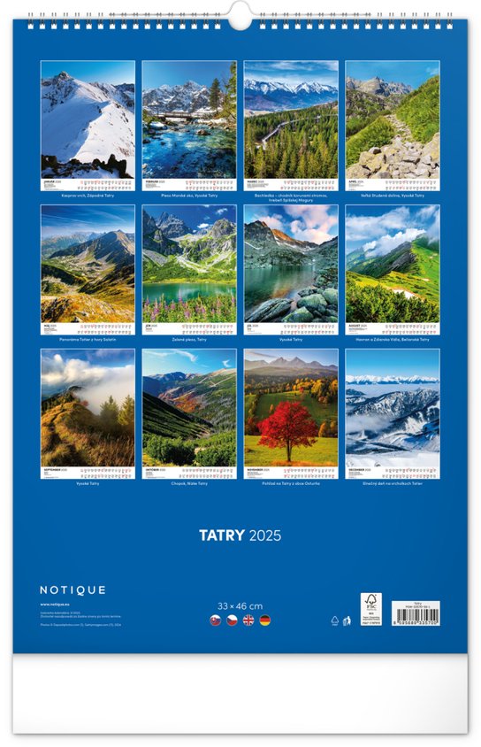 Tatry 2025 - nástenný kalendár