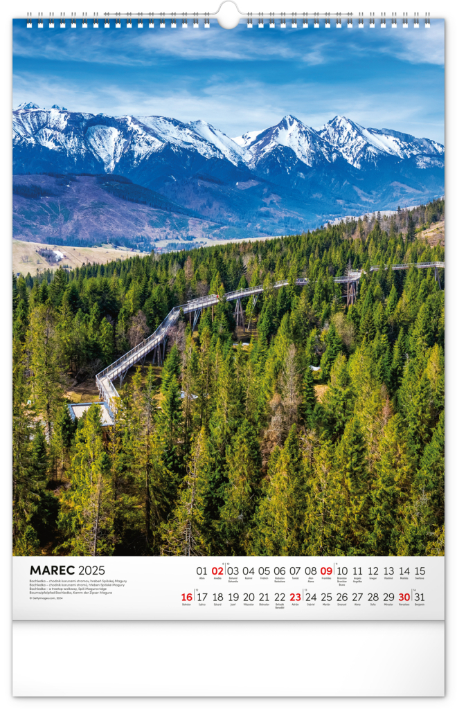 Tatry 2025 - nástenný kalendár
