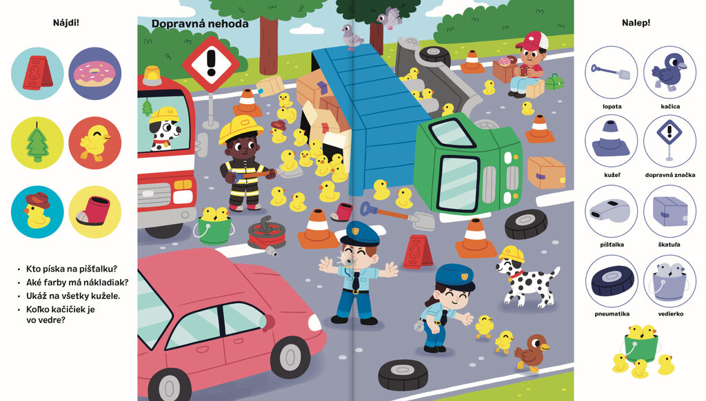 101 vecí na hľadanie a nalepovanie Polícia a hasiči