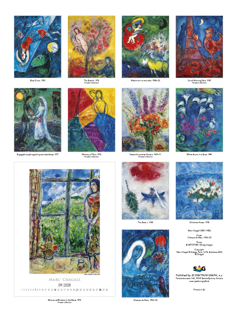 Marc Chagall 2025 - nástěnný kalendář