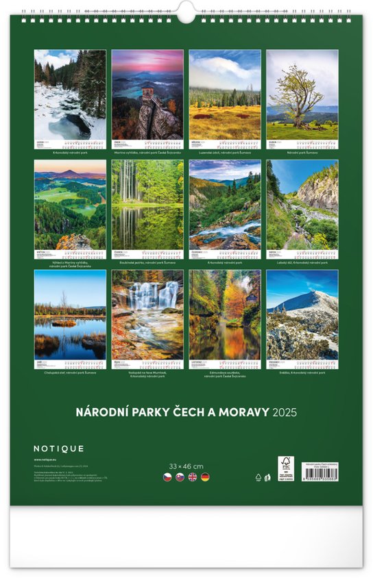 Národní parky Čech a Moravy 2025 - nástěnný kalendář