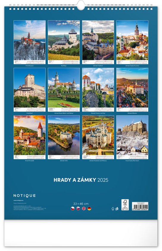 Hrady a zámky 2025 - nástěnný kalendář
