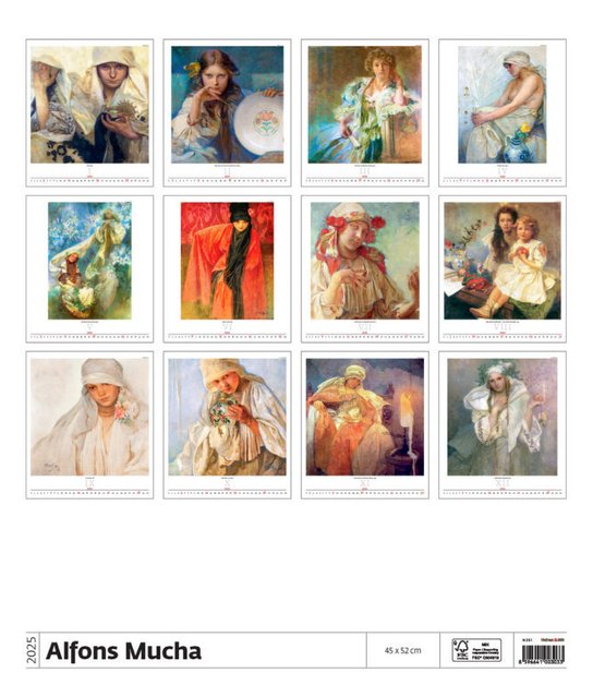 Alfons Mucha 2025 - nástěnný kalendář