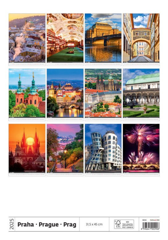Praha 2025 - nástěnný kalendář