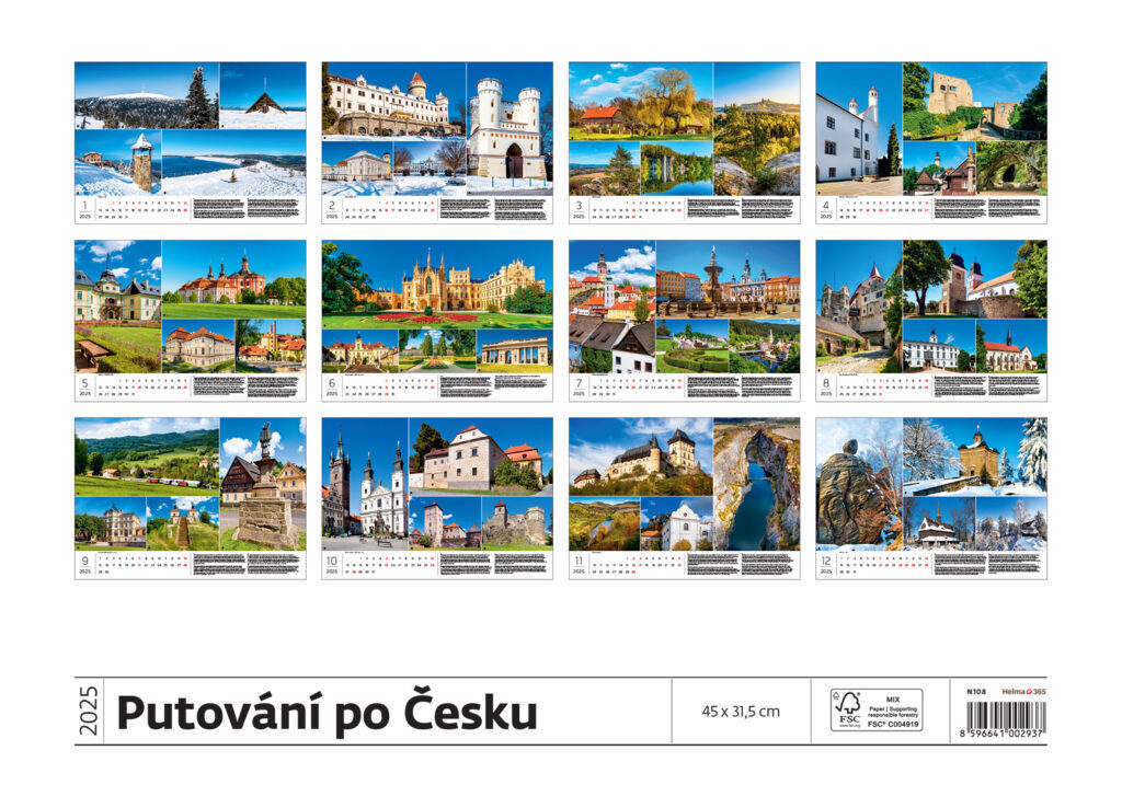 Putování po Česku 2025 - nástěnný kalendář