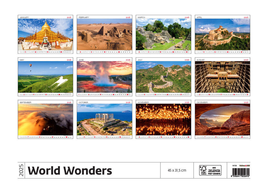 World Wonders 2025 - nástěnný kalendář