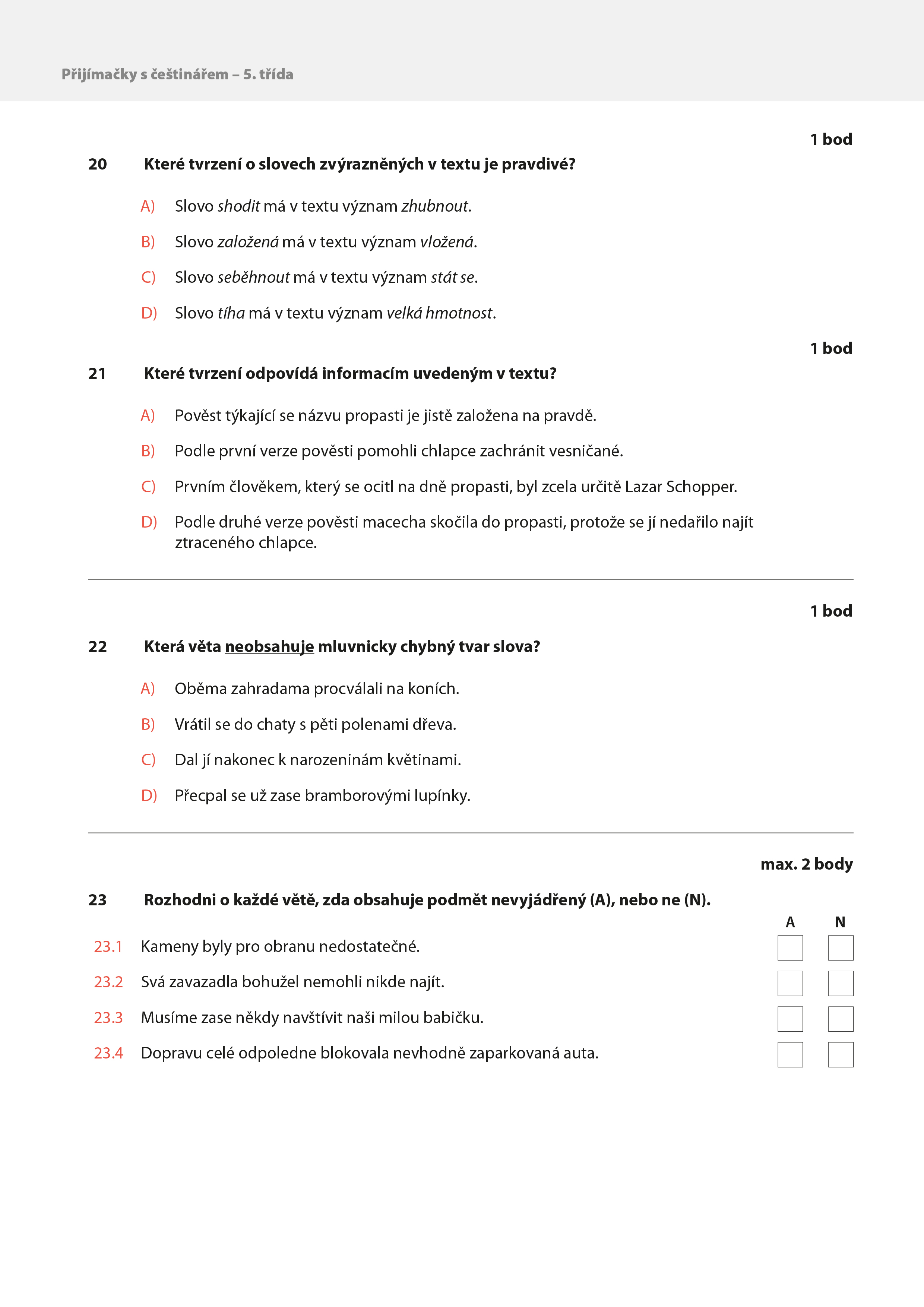 Přijímačky s češtinářem – 5. třída