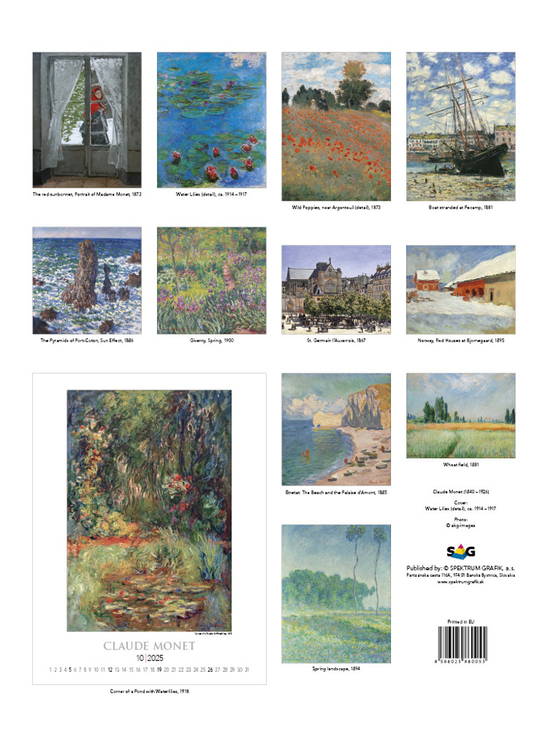 Claude Monet 2025 - nástěnný kalendář