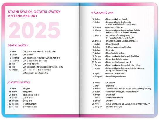 Školní diář Růžový 2025-2026