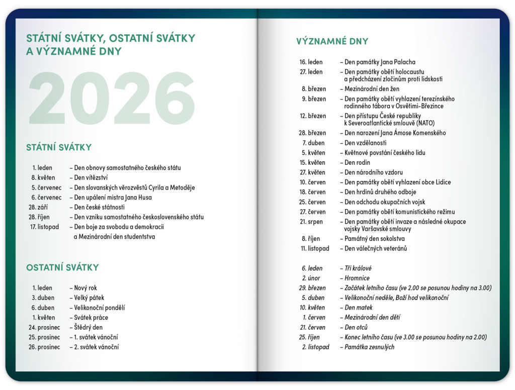 Školní diář Zelený 2025-2026