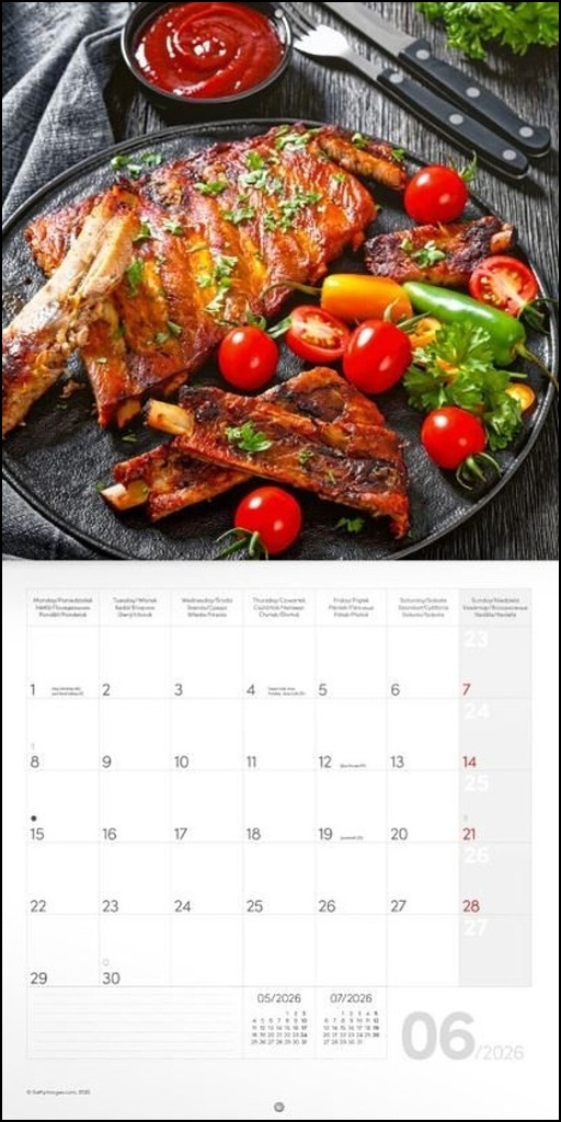 Poznámkový kalendář Gourmet 2026 - nástěnný kalendář