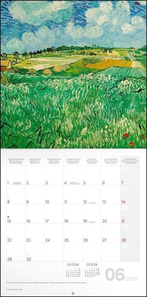 Poznámkový kalendář Vincent van Gogh 2026 - nástěnný kalendář
