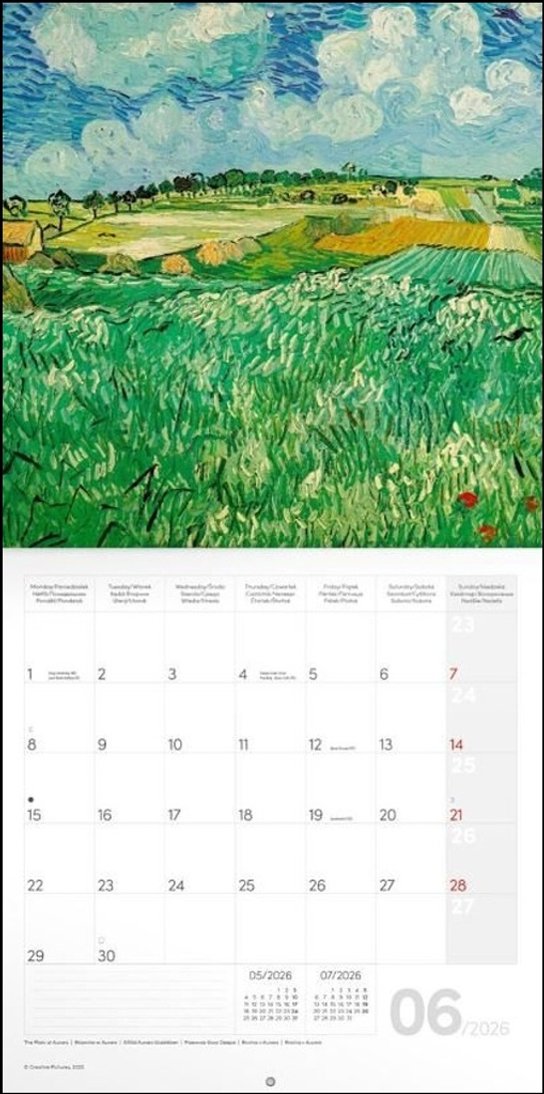 Poznámkový kalendář Vincent van Gogh 2026 - nástěnný kalendář