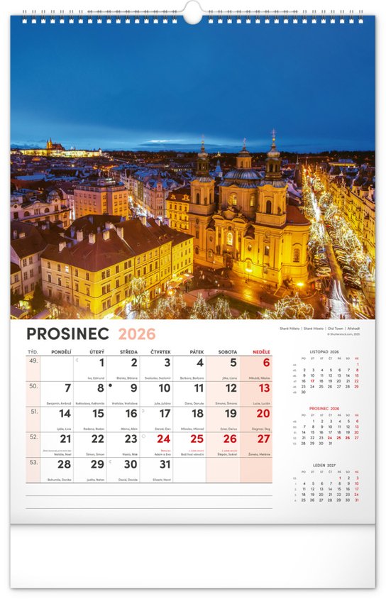 Praha 2026 - nástěnný kalendář
