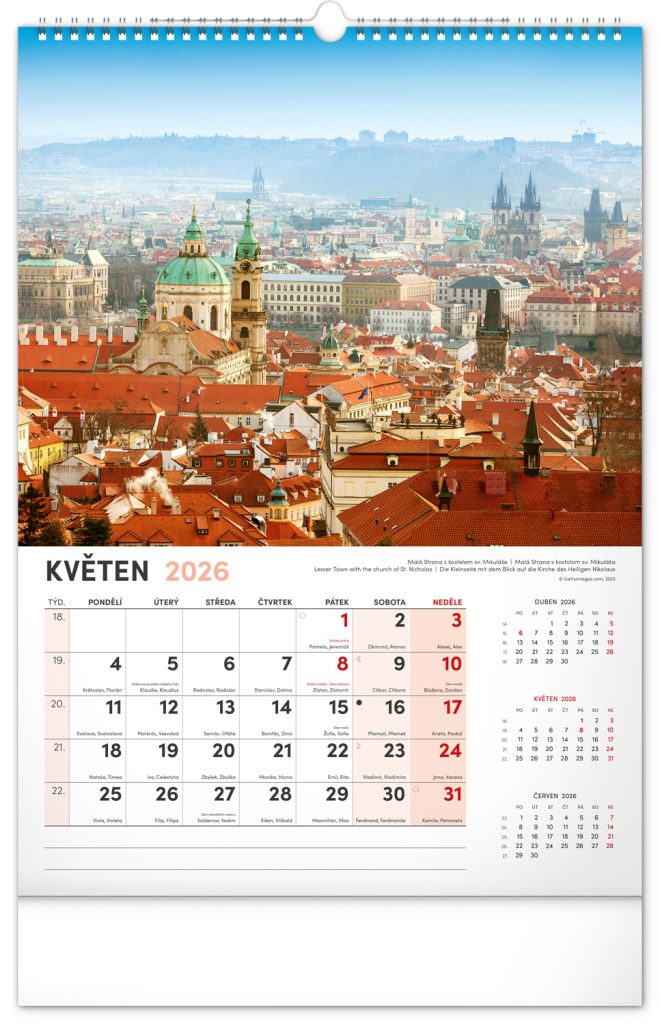 Praha 2026 - nástěnný kalendář
