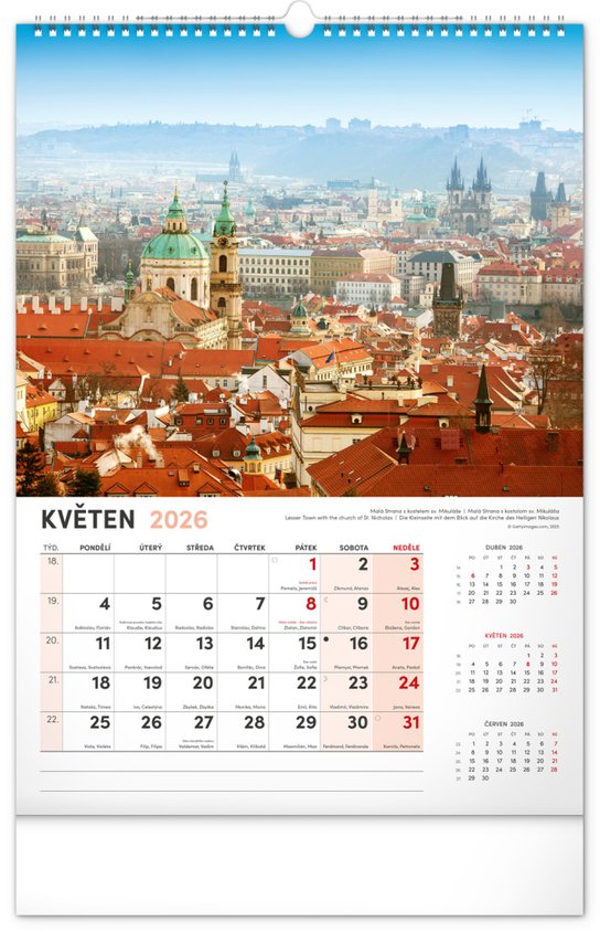 Praha 2026 - nástěnný kalendář