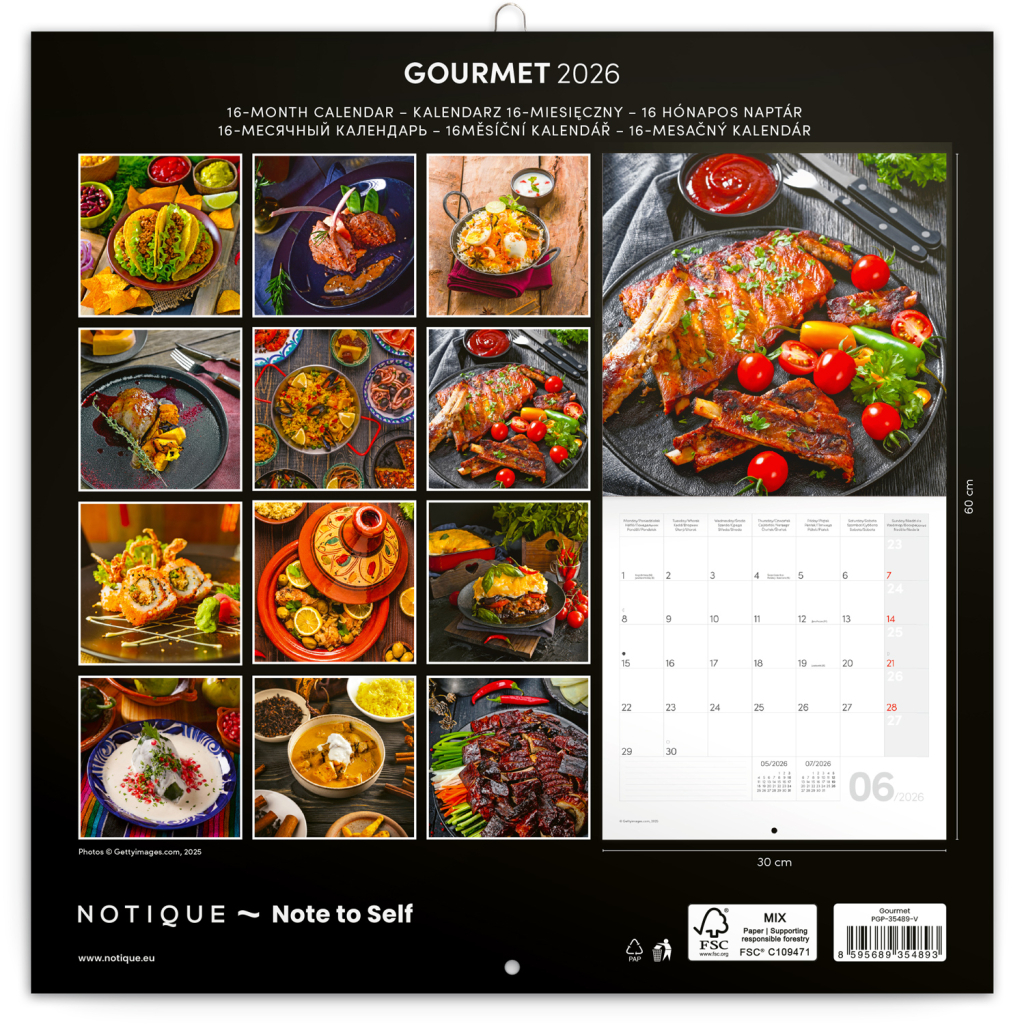 Poznámkový kalendář Gourmet 2026 - nástěnný kalendář