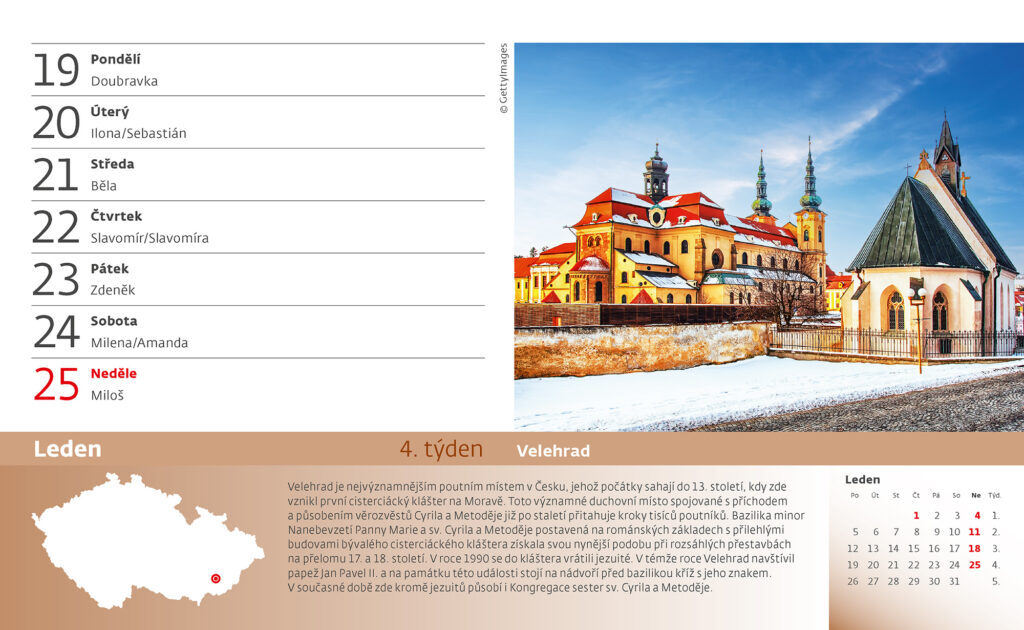 55 turistických nej Čech, Moravy a Slezska 2026 - stolní kalendář