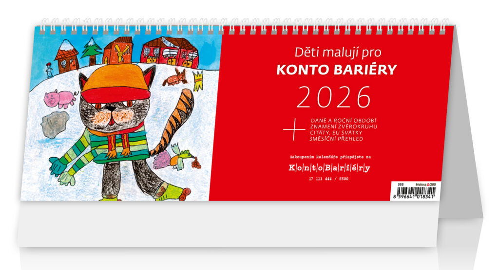 Děti malují pro Konto Bariéry 2026 - stolní kalendář