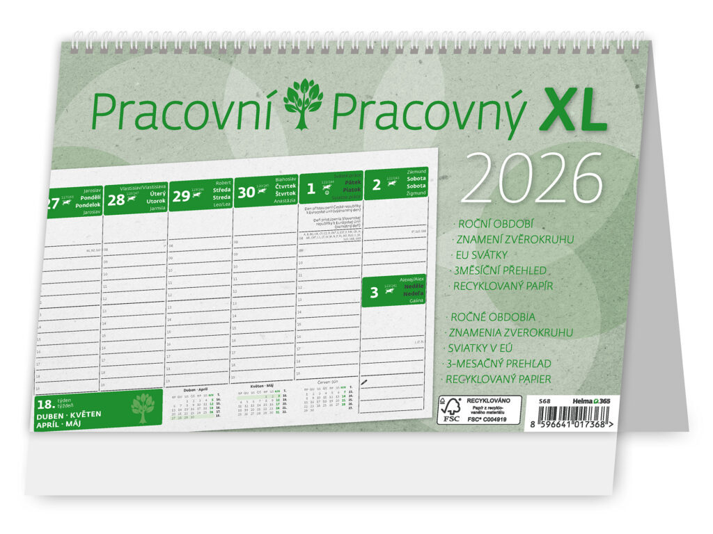Kalendář Pracovní XL 2026 - stolní kalendář