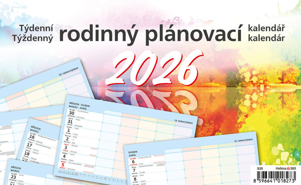 Týdenní rodinný plánovací 2026 - stolní kalendář
