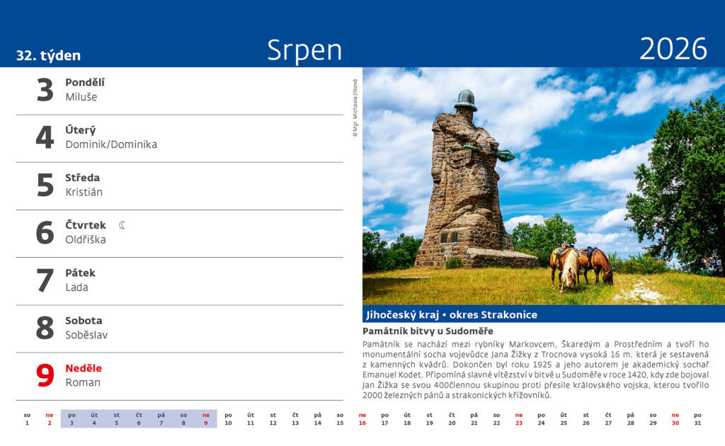 Křížem krážem Českou republikou 2026 - stolní kalendář