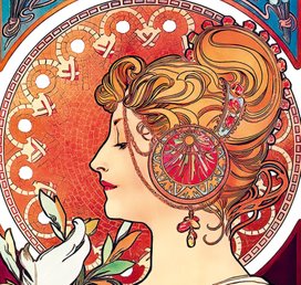 Alfons Mucha vázanka 2026 - nástěnný kalendář