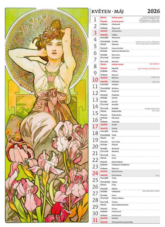 Alfons Mucha 2026 - nástěnný kalendář