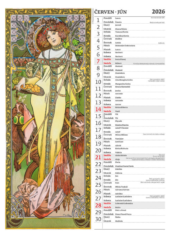 Alfons Mucha 2026 - nástěnný kalendář