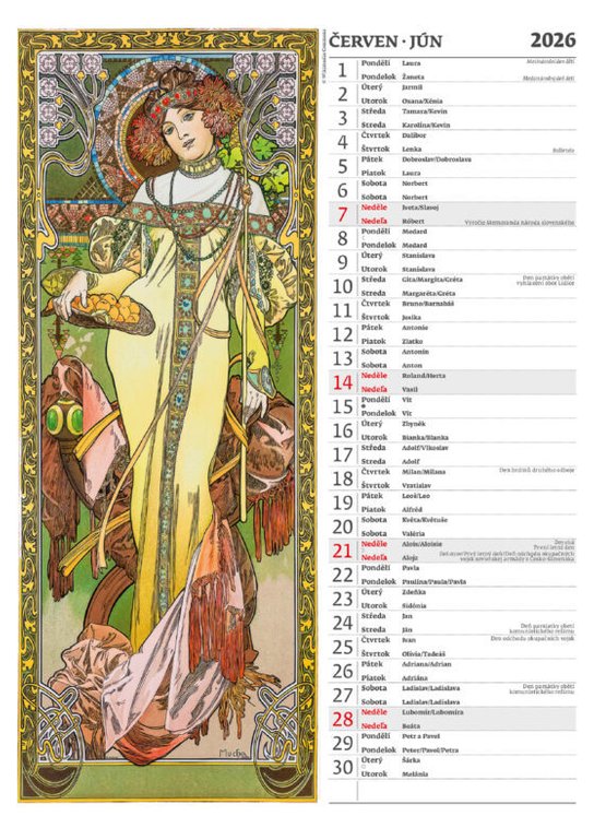 Alfons Mucha 2026 - nástěnný kalendář