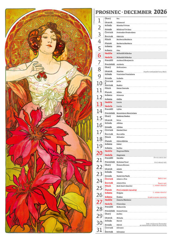 Alfons Mucha 2026 - nástěnný kalendář