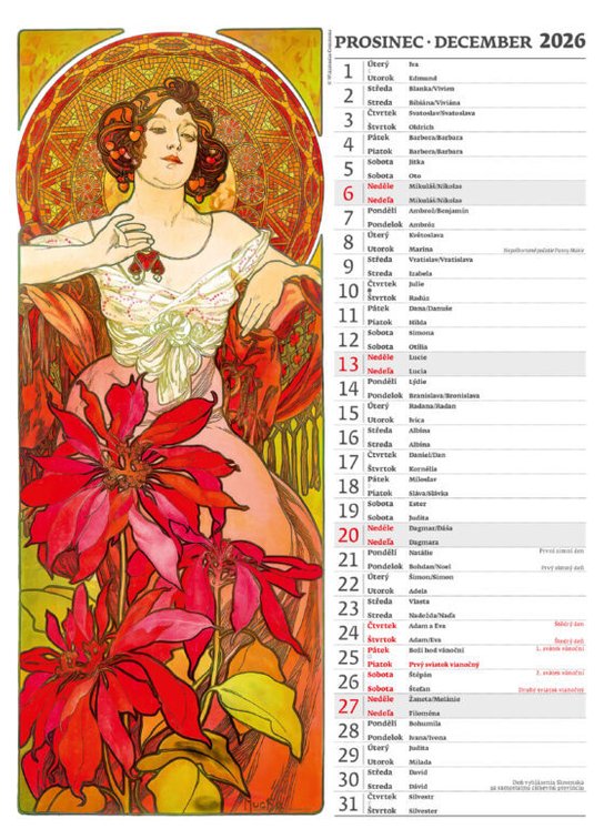 Alfons Mucha 2026 - nástěnný kalendář