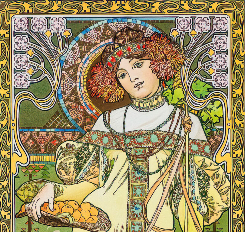 Alfons Mucha vázanka 2026 - nástěnný kalendář