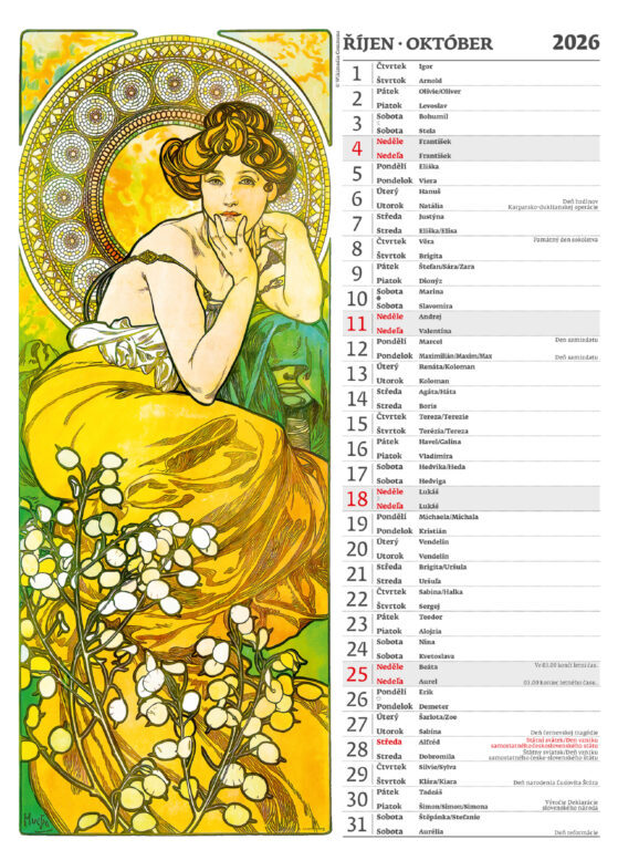 Alfons Mucha 2026 - nástěnný kalendář
