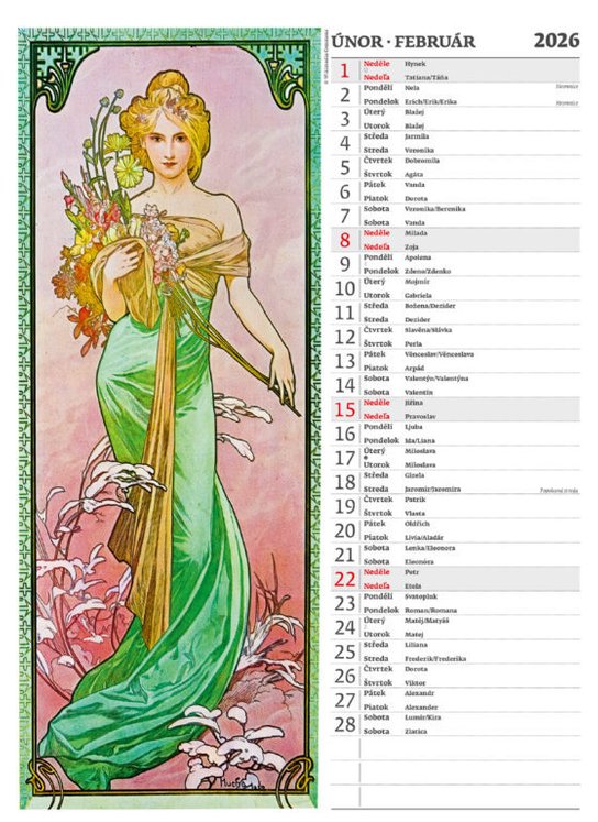 Alfons Mucha 2026 - nástěnný kalendář