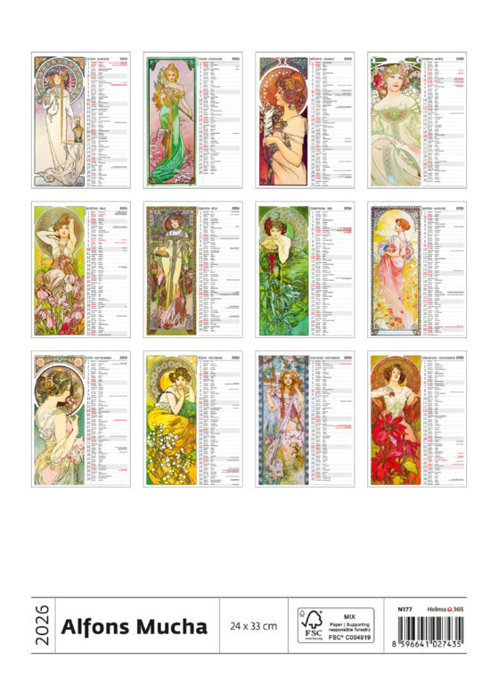 Alfons Mucha 2026 - nástěnný kalendář