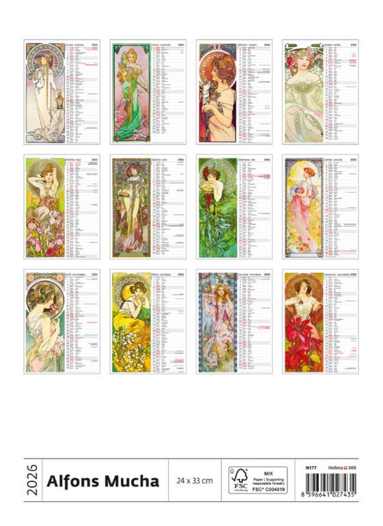 Alfons Mucha 2026 - nástěnný kalendář