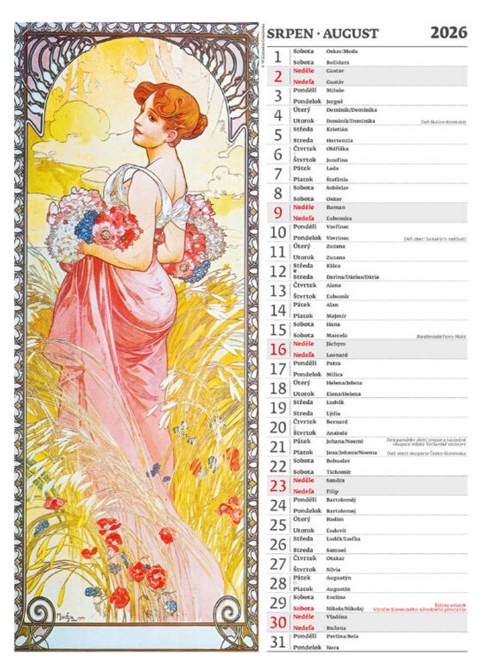 Alfons Mucha 2026 - nástěnný kalendář