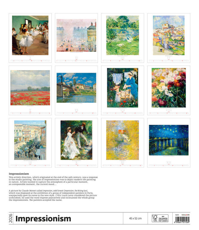 Impressionism 2026 - nástěnný kalendář